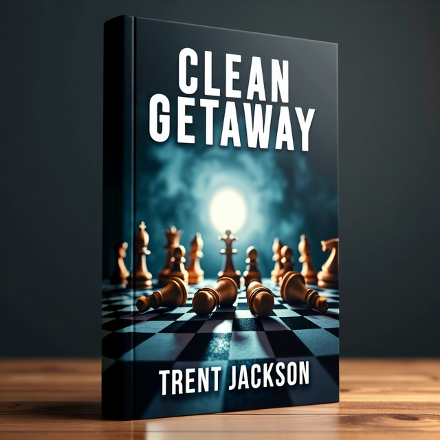 The cover features a close-up shot of a chessboard with the chess pieces in disarray and toppled over. The background is dark with shadows, hinting at the suspenseful nature of the book. A spotlight illuminates the chessboard, drawing attention to the chaos and symbolizing the protagonist's journey to reclaim control.