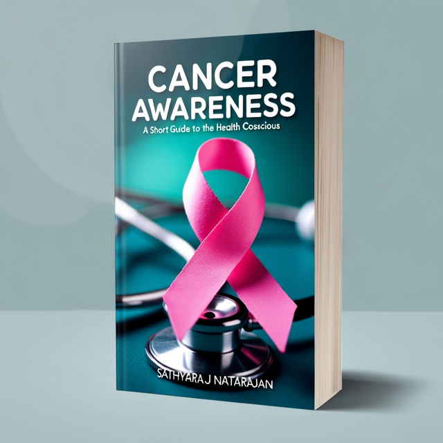 The cover features a close-up image of a pink ribbon, symbolizing breast cancer awareness, intertwined with a stethoscope. Behind the ribbon and stethoscope, there is an abstract background in shades of blue and green, representing health and care.