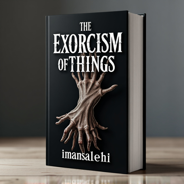 The cover features a minimalist design with a dark background. In the center, an abstract representation of intertwined skin and wood creates a sense of unease and horror. The wood texture is subtly textured and blends seamlessly with the skin, symbolizing the merging of the natural and supernatural elements in the story. The overall composition is balanced and visually striking, capturing the unsettling tone of the book.