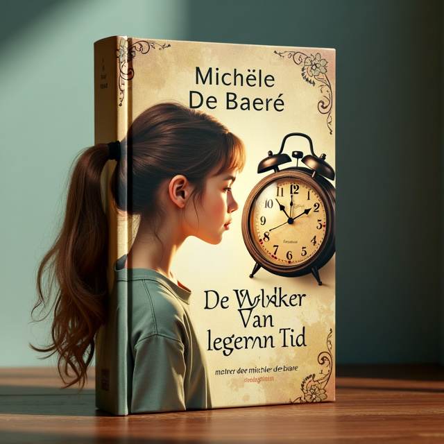 The cover features a 15-year-old girl with brown hair in a loose ponytail in the center, looking at a vintage travel clock. The girl's hair flows into the hands of the clock, symbolizing the connection between time and her life. The clock is intertwined with the grandmother's wrinkles, forming patterns connected to the numbers on the dial.