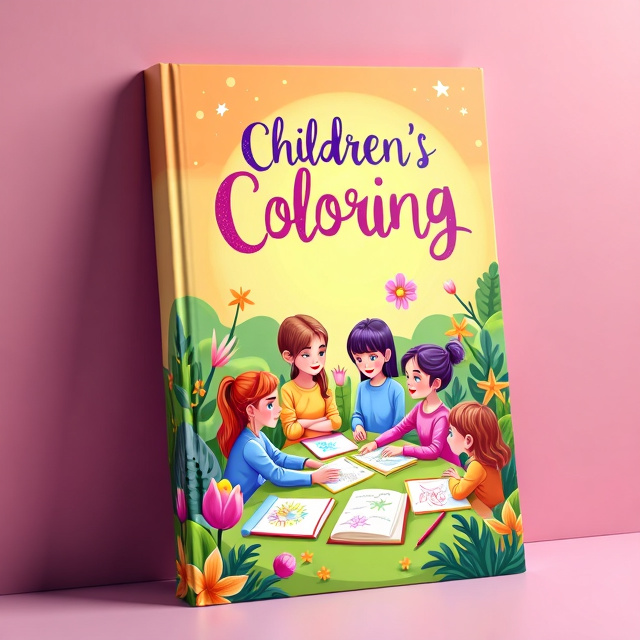 The cover features a playful and colorful illustration of several girls gathered in a whimsical fantasy land, surrounded by characters and objects such as colored pencils, drawing sheets, books, desks, and chairs. The background is a gradient of girly pink, adding a touch of femininity to the design.