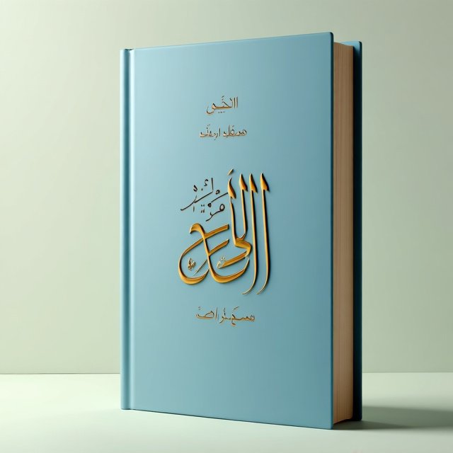The cover features a soft-colored background in baby blue, with a subtle gradient towards a beige tone. The Arabic alphabet is elegantly incorporated into the design, appearing as if it is forming the shape of the author's name in intricate calligraphy. The typography is minimal, with the book title displayed in a clean and sophisticated font at the top of the cover.