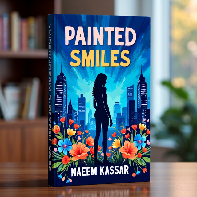 The cover features a vibrant cityscape at night, with bold brush strokes of blue, depicting the artistry of the city. In the forefront, a woman stands tall and strong, surrounded by a halo of colorful flowers, symbolizing growth and abundance.