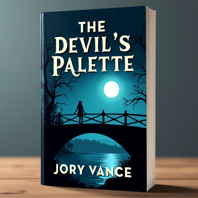 The cover features a night scene with a bridge as the central focus. The bridge spans across a dark body of water, illuminated only by the light of the full moon. A girl is shown standing on the bridge, leaning on the railing and looking down into the water. In the shadows, a mysterious man is watching her.