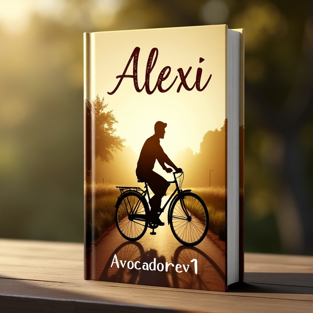 The cover features a silhouette of a person riding a vintage bicycle against a backdrop of a scenic road. The colors are kept neutral, with warm tones of gold and brown, giving a nostalgic and timeless feel to the design.