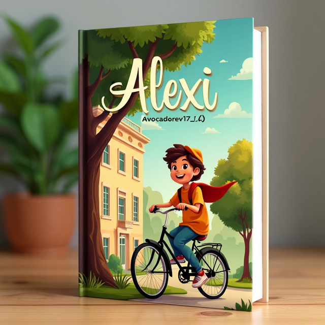 The cover features a young person riding a vintage bicycle, with a school building in the background. The person is shown with a happy expression, capturing the emotions of joy and excitement. The scene is framed by a beautiful tree, symbolizing growth and change.