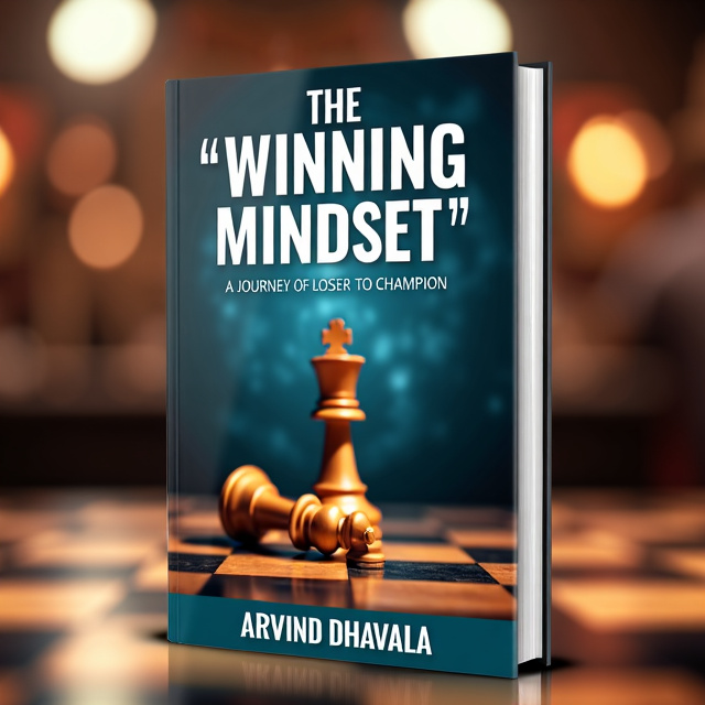 The cover features a close-up shot of a chessboard, with a chess piece (king) being knocked over. The background is a blurred image of a chess tournament, showcasing the competitive atmosphere. The title is placed boldly at the top, with the author's name and subtitle at the bottom.