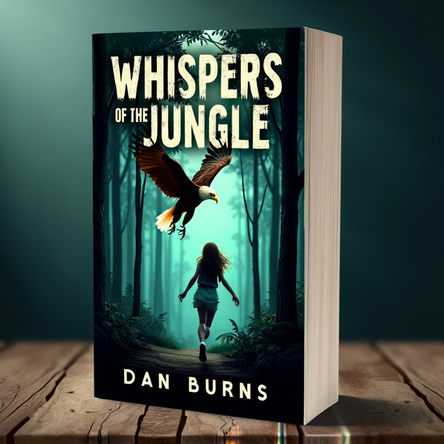 The cover features a dark forest background with tall trees and dense foliage. In the foreground, a girl is shown running away from a bold eagle that is swooping down towards her.