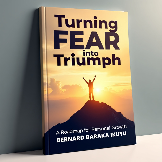 The cover features a person standing on the peak of a mountain, arms raised in triumph against the backdrop of a glowing sunrise. The person is small in scale, highlighting the vastness of the sky and the journey ahead. The sky is filled with soft clouds, and the sun's warm rays create an aura of positivity and empowerment.