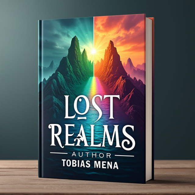 The cover features a split image of five different realms, each with its unique landscape. The realms are divided by a central rainbow-colored line that represents the separation. The left side of the cover shows a gloomy, desolate realm, while the right side depicts a vibrant and flourishing realm. The overall tone of the image reflects the emotions of sadness and happiness.