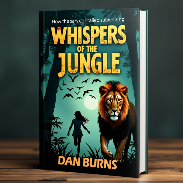 The cover features a close-up image of a fierce lion in the foreground. Behind the lion, there is a silhouette of a girl running through a dense jungle, her fear evident in her expression. Above the girl, a flock of birds is flying away, symbolizing danger and chaos. The overall visual style is intense and dramatic, with dark and moody colors.