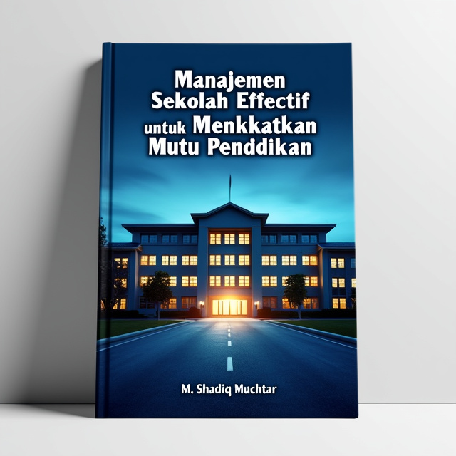 The cover features a striking image of a school building with bright lights shining from its windows, symbolizing the idea of progress and effectiveness in school management. The title of the book is placed prominently in the center, with the author's name displayed below in a smaller font. A subtle background texture in shades of blue adds depth and dimension to the design.