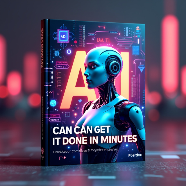 The cover features a futuristic AI scene with a prominent AI robot in the center, surrounded by various technological elements such as computer chips, circuit lines, and binary code. The background is a mix of vibrant colors, depicting energy and excitement.