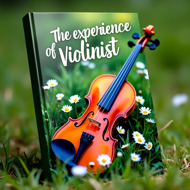 The cover features a close-up image of a violin and bow lying in a grassy field with daisies scattered around them. The vibrant green grass and colorful flowers create a lively and innocent atmosphere.
