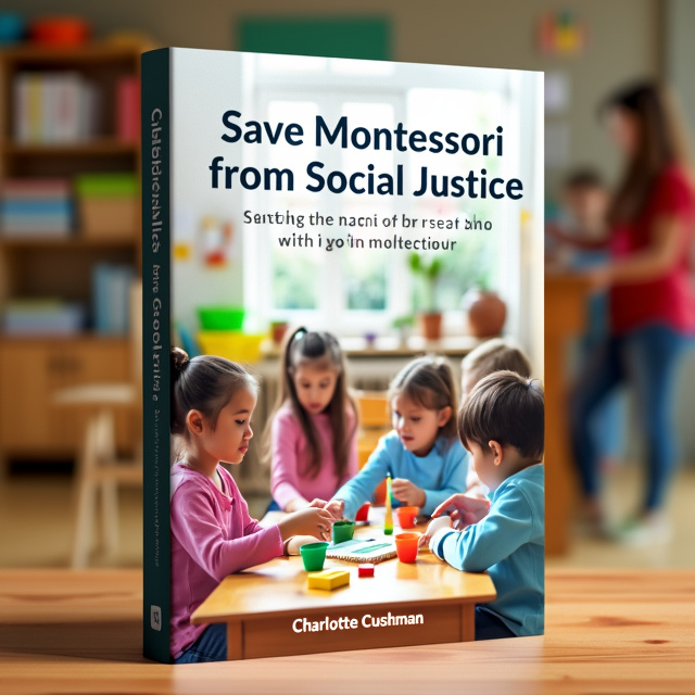 The cover features a vibrant Montessori classroom, filled with colorful learning materials and young students engaged in various activities. The scene depicts the essence of the Montessori method, showcasing a child-centered and hands-on approach to education.