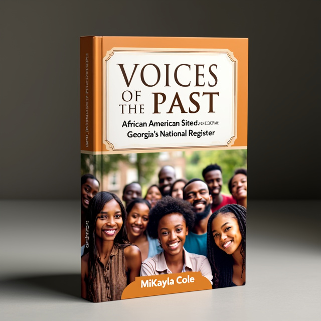 The cover features a vibrant photograph of a historic African American site in Georgia, with a close-up of a group of diverse, smiling individuals in the foreground. The image is framed by a border in warm earth tones, symbolizing community and inclusivity.