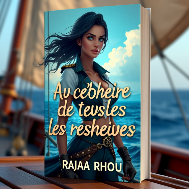The cover features a young, beautiful captain standing on the deck of a ship, surrounded by her crew. The captain has blue eyes and black hair, exuding a sense of strength and determination. The backdrop showcases the vast ocean, symbolizing adventure and exploration.