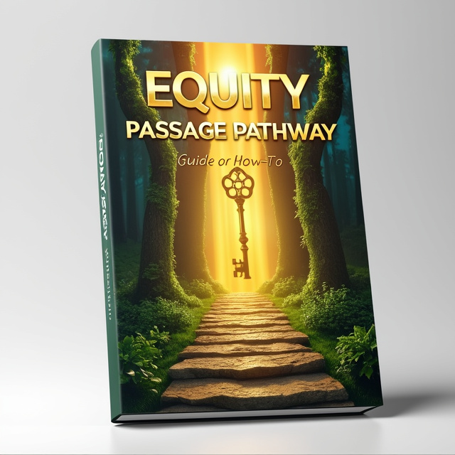 The cover features a majestic pathway leading towards a radiant golden key. The pathway is surrounded by lush greenery, symbolizing growth and empowerment. Rays of light emanate from the key, representing the divine law and its transformative power. The overall style is vibrant and enchanting, evoking a sense of sovereignty and liberty.