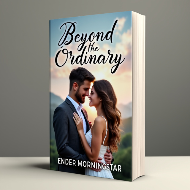 The cover features a close-up of the couple, with the guy standing behind the girl, his arms wrapped around her waist. They are both looking lovingly into each other's eyes. The background is a soft and dreamy landscape, symbolizing the extraordinary love story.