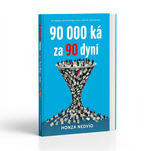 The cover features a vibrant blue background with a large funnel placed in the center. The funnel represents the flow of people, symbolizing the suspense and intrigue of the thriller genre. On the lower part of the funnel, money is illustrated, depicting the central theme of the book. The people are depicted with increasing intensity as they reach the top of the funnel, creating a sense of hope and anticipation.