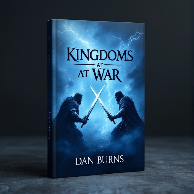 The cover depicts two kings facing each other in a fierce battle, wielding their swords in a thunderstorm. Dark blue smoke surrounds them, creating a sense of danger and suspense. The kings are depicted in a realistic style, showcasing their anger and determination.