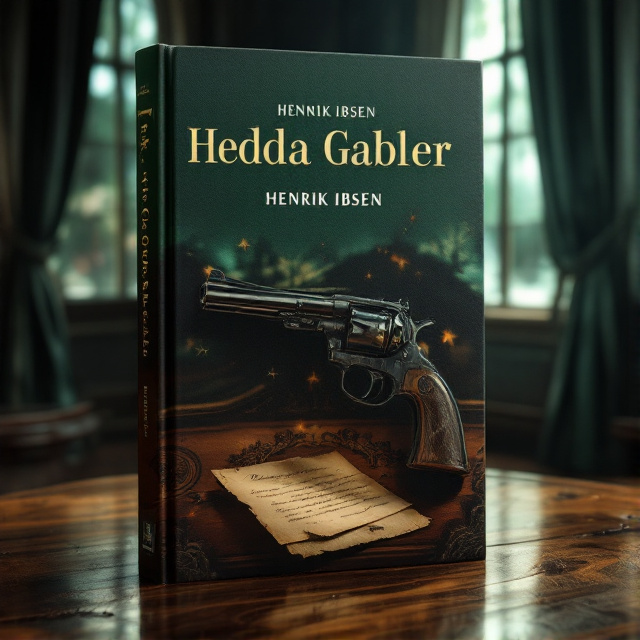 The cover features an elegant 19th-century drawing room with rich, subdued colors of deep greens, browns, and golds. In the center of the room, a polished pistol lies ominously on a richly carved wooden table, alongside an old, half-burned letter. Heavy curtains frame the window, and dim, moody lighting casts shadows across the room, creating a sense of tension and foreboding.