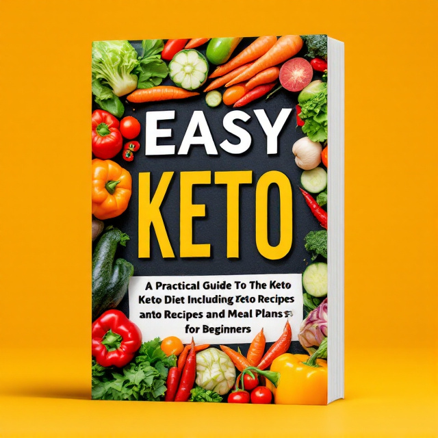 The cover features a vibrant and motivating image of colorful vegetables arranged in a visually appealing pattern. The title of the book is placed in bold and dynamic typography, with the word "KETO" emphasized in a larger size and contrasting color. The subtitle and additional text are placed below the title, creating a balanced composition.