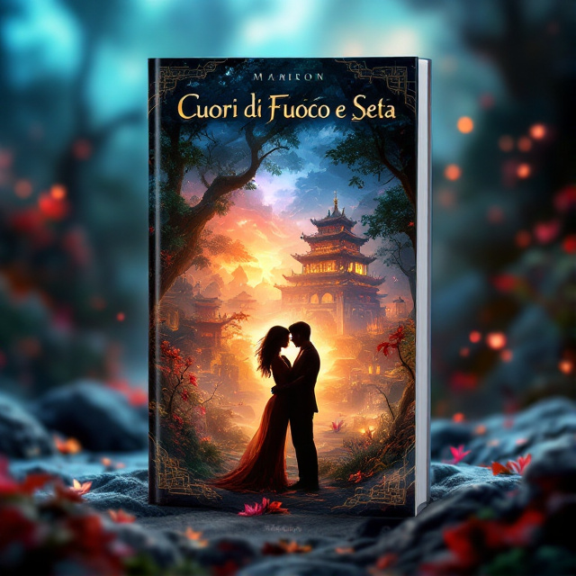The cover features a mystical landscape with an ancient Chinese palace in the background. In the foreground, there is a silhouette of two lovers embracing, symbolizing the theme of love and romance. The overall style is dreamy and magical, with rich colors and intricate details.