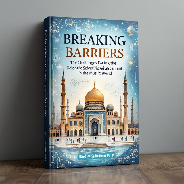 The cover features a stunning illustration of an ancient Islamic mosque, symbolizing the rich history and cultural significance of the Muslim world. The mosque is surrounded by scientific symbols and imagery, representing the book's focus on scientific advancement.