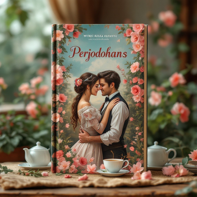 The cover features a classic Regency-era couple embracing each other passionately. They are surrounded by blooming flowers and a set of tea on a rustic table. The illustration captures the romantic and unique essence of the book.
