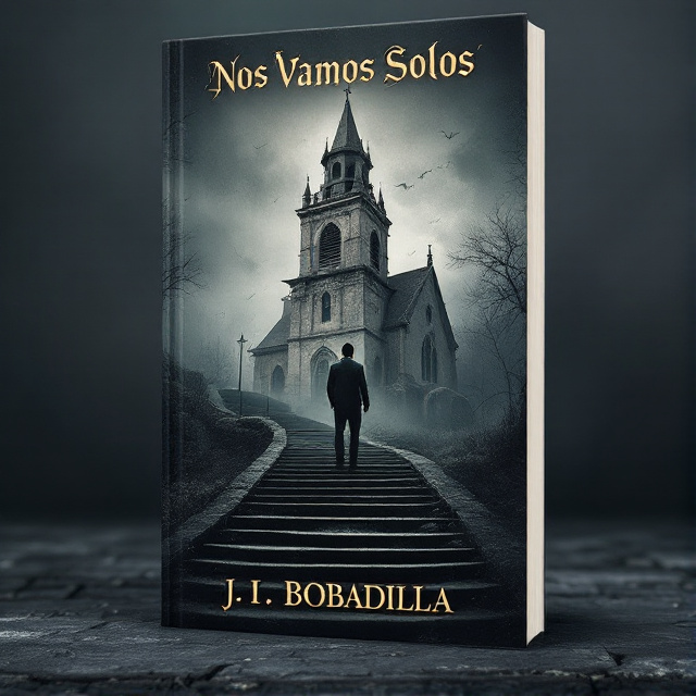 The cover features a man standing on a staircase that leads up to a mysterious church. The scene is set on a gloomy, grey day, creating a sense of sadness and melancholy. The church is depicted as old and weathered, adding to the mystery and horror elements of the book.