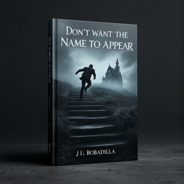 A dark and eerie scene is depicted on the cover. A silhouette of a man is rushing up a flight of stairs towards a mysterious church on top of a hill. The sky is depicted in shades of gray, creating a sense of gloom and mystery.