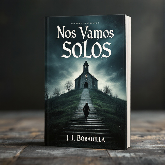 The book cover features a mysterious church at the top of a hill, with a dark, foreboding sky. A lonely figure is seen rushing up the stairs towards the church.