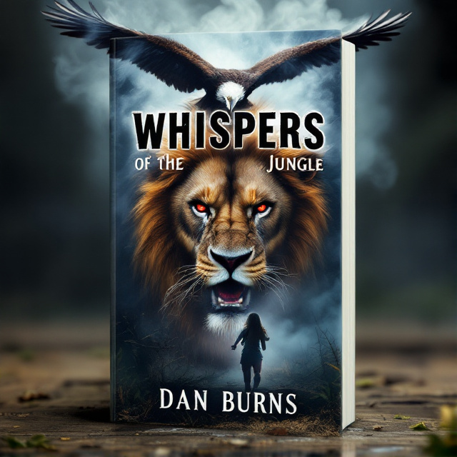 The cover features a dramatic scene with an angry lion at the center, its dead red eyes piercing through the viewer. A bold eagle swoops down towards a girl running away, creating a sense of danger and urgency. White smoke emanates from the lion's head, adding an eerie atmosphere to the overall image.