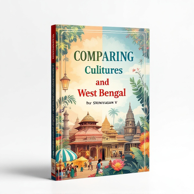 The cover will feature a split image design, with one side showcasing the vibrant culture of Tamil Nadu and the other side representing the rich heritage of West Bengal. The Tamil Nadu side will depict elements like traditional dance forms, temples, and famous landmarks, while the West Bengal side will focus on iconic buildings, art forms, and festivals.