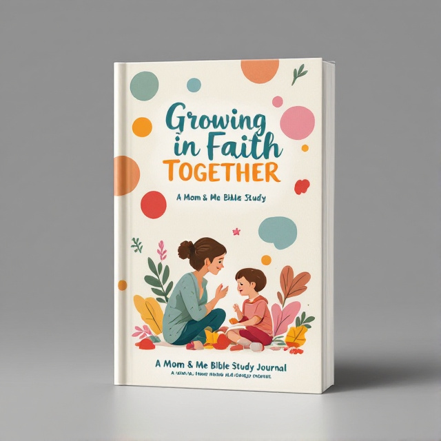 The cover features a retro-inspired illustration of a mother and child sitting together, engaged in a Bible study. They are surrounded by colorful, abstract shapes to convey a sense of joy and togetherness.