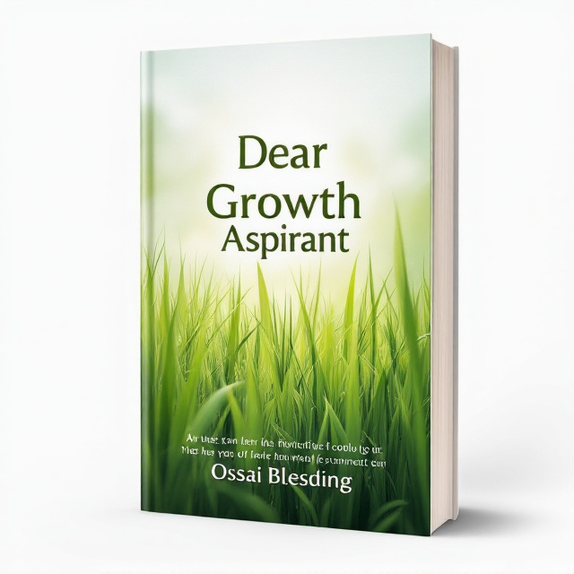 The cover features a serene and calming scene of a field of green grass growing. The grass is lush and vibrant, representing growth and aspiration. The composition is centered around the image of the grass, with ample negative space surrounding it.