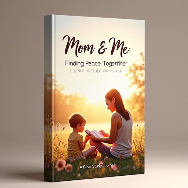 The cover features a warm and inviting scene of a mother and child sitting together, surrounded by beautiful nature. They are holding a Bible and engaging in a deep conversation, symbolizing their shared journey of finding peace. The colors are soft and soothing, creating a peaceful atmosphere.