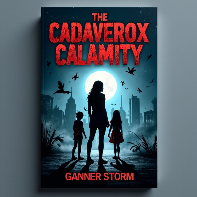The cover features a dark, misty cityscape in the background with the silhouette of the main character, Jael, standing in the foreground. Two young teenage girls with sparks of magic surrounding them are positioned beside Jael. The city is being attacked by undead creatures and there is an overall sense of fear and horror in the scene.