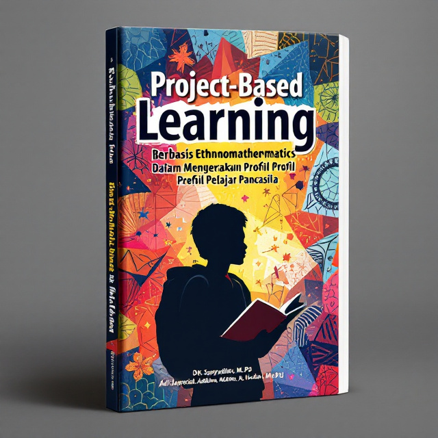The cover features a vibrant and colorful ethnomathematics-inspired pattern as the background, with the silhouette of a student holding a pencil and a book at the center. The title of the book is displayed prominently at the top, with the authors' names below it.