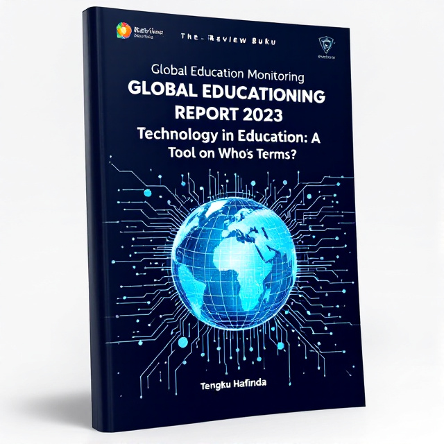 The cover features a combination of a stylized globe and technology-themed elements such as circuit lines and binary code. The globe is positioned in the center with the circuit lines and binary code surrounding it, creating a sense of integration between technology and education.