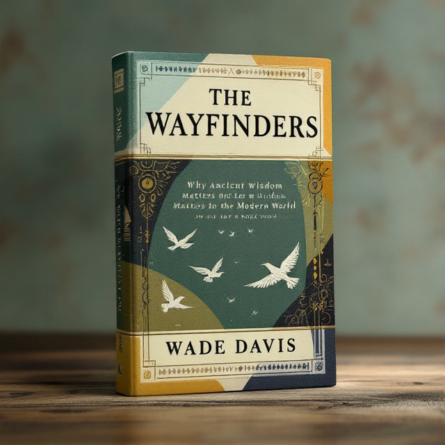 The cover features a classic design with color blocks and abstract elements. The background is a deep green color, symbolizing nature and wisdom. In the center, there are flying birds, representing freedom and exploration. Around the birds, there are tribal motifs, adding a sense of ancient wisdom.