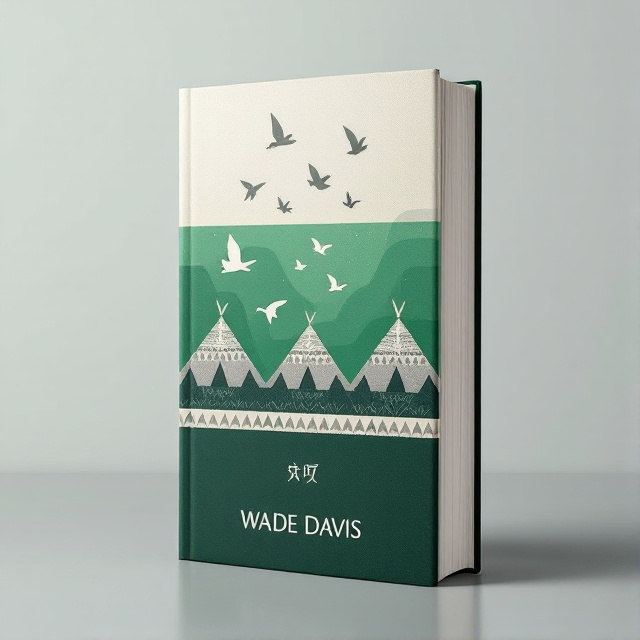 The cover features a clean and classic design with color blocks in shades of green and silver. In the center, flying birds are depicted in an abstract style, symbolizing freedom and exploration. Tribal motifs inspired by Indian tents are incorporated in the background, adding a sense of wisdom and cultural diversity.