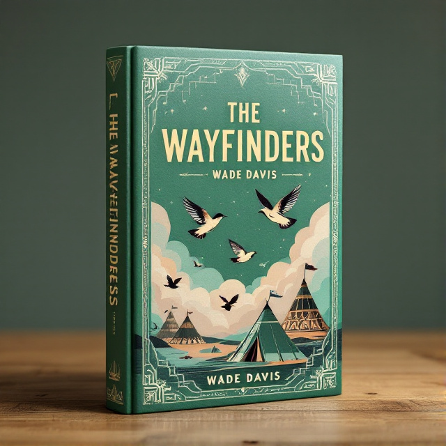 The cover features a clean and classic design with color blocks and abstract elements. In the center, there are flying birds in a retro, risograph style. Surrounding the birds are tribal motifs and abstract elements inspired by Indian tents. The overall color scheme is predominantly green with hints of silver.
