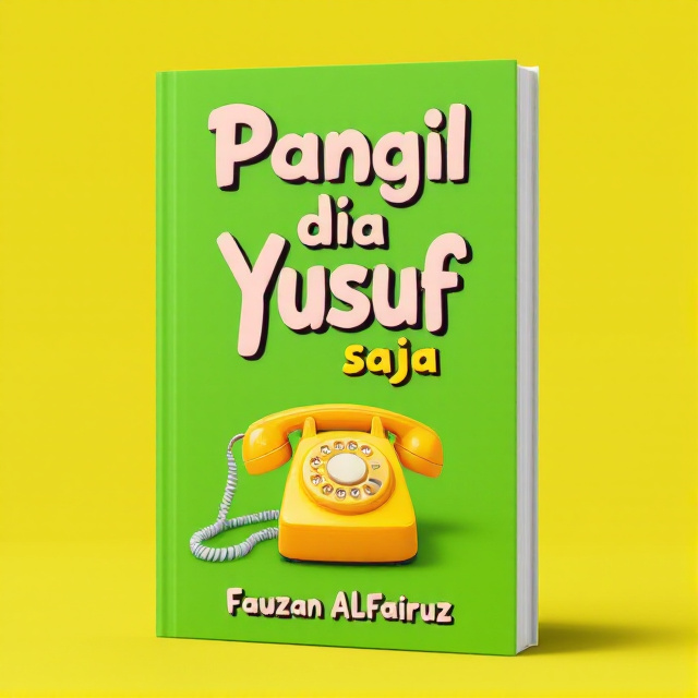 The cover features a vibrant green background with a playful illustration of a telephone receiver. The title, "Panggil dia Yusuf saja", is placed at the top in bold, fun typography. The author's name, Fauzan AlFairuz, is positioned at the bottom in a clean and modern font.