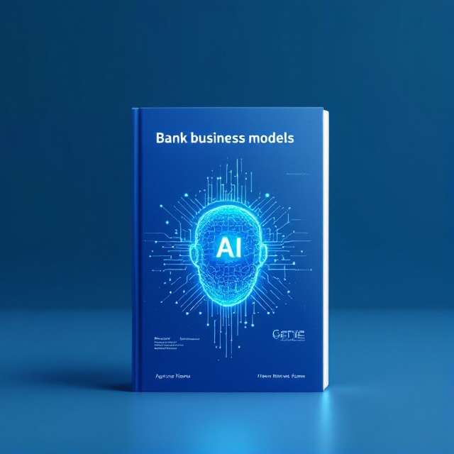 A blue-colored cover with an image of artificial intelligence in the center, representing the futuristic and technological aspects of banking.