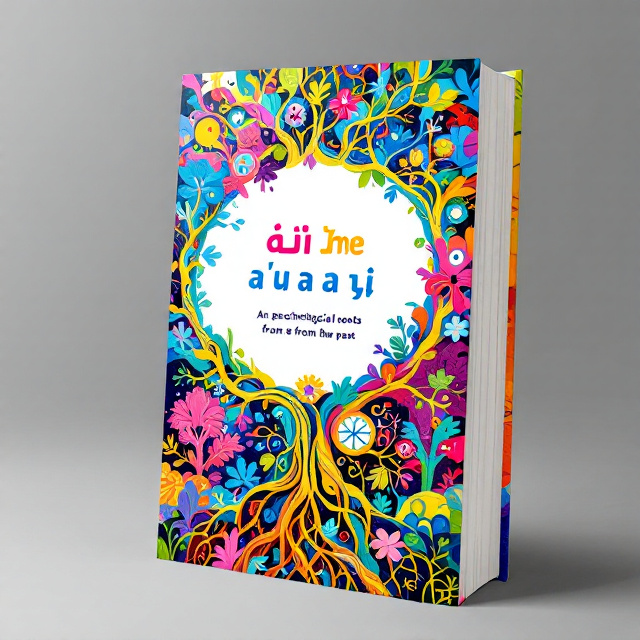 The cover features a vibrant and colorful painting of roots intertwining and growing, representing the psychological roots from the past. The roots form patterns and shapes reminiscent of childhood memories and experiences.