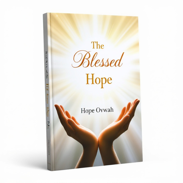 The cover features a serene white background with a golden halo of light emanating from the center. In the foreground, there is a pair of open hands reaching upwards with rays of light streaming through them.