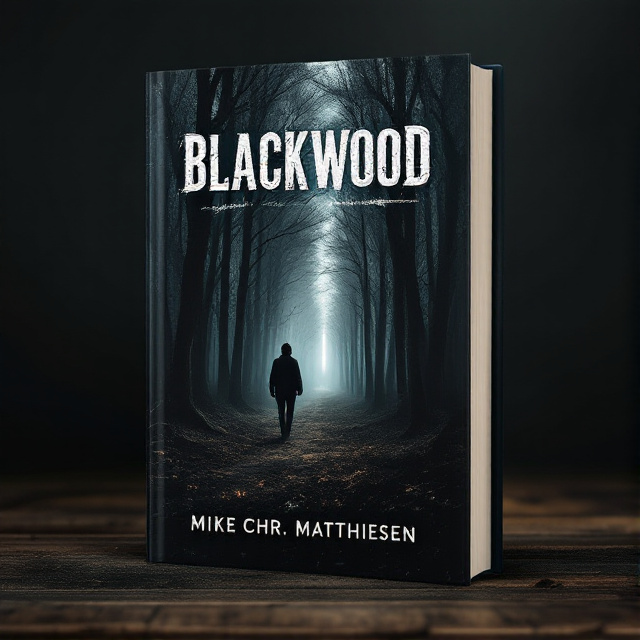 The cover features a dark forest at night with a single beam of light shining through the trees. In the foreground, a silhouette of a person is walking towards that light, representing hope and determination.