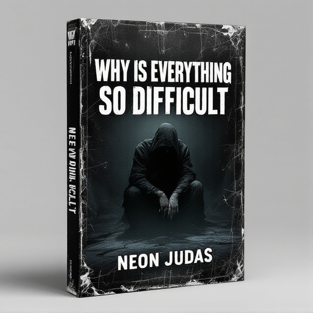 The cover features a worn, tattered black background that evokes a sense of despair and decay. In the center, a weary figure is depicted, slouched and surrounded by an oppressive atmosphere. The figure's body language and facial expression convey dismay and exhaustion, emphasizing the themes of the book.
